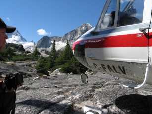 helicopter prepares to take off